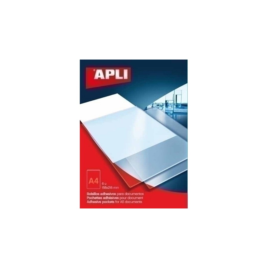 FUNDA ADHESIVA APLI A4 BOLSILLO P/6
