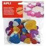 GOMA EVA APLI ADHESIVA PURPURINA CORAZON COLOR 50 U