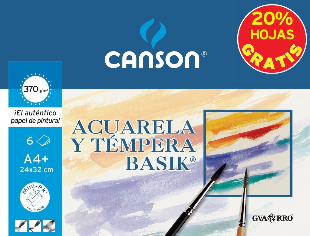 [3067512] LAMINA G-C ACUARELA BASIK M.PK 6 A4+