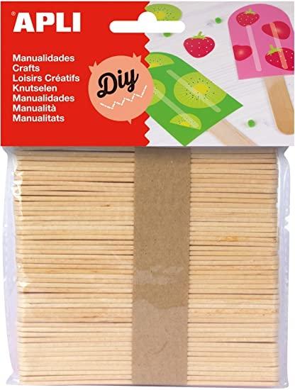 PALILLOS PLANOS MADERA 11,4cm. B/50