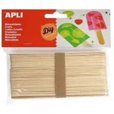 PALILLOS PLANOS MADERA 15cm. B/40