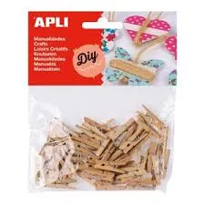 PINZAS DE MADERA NATURAL 25X3MM BOLSA DE 45 UNIDADES
