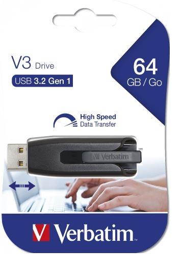 VERBATIM V3 USB DRIVE 3.0 SUPER SPEED, 64GB  (0,24 LPI INCLUIDO)