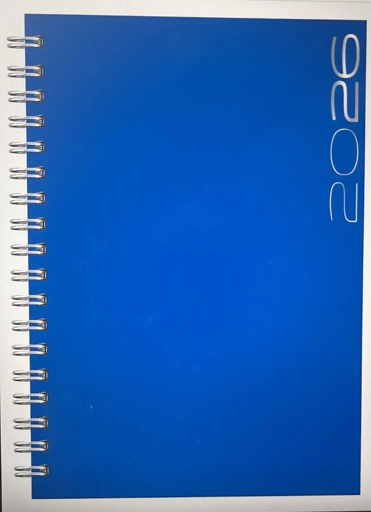 D08-Dietario Base Wire'o / 04-Positano / C08- Azul Tamaño: 14'1x20'5 cm.