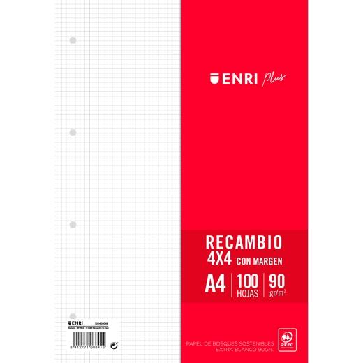 RECAMBIO ENRI A4 90GR 4X4 C/M 4 TALADROS