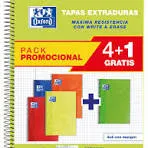 CUADERNO OXFORD WRITE AND ERASE PACK 4+1 CLASICO FO 80H CUADRO 4X4 EXTRADURA