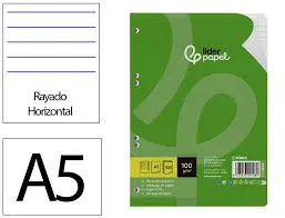 RECAMBIO A/5 LIDERPAPEL RAYADO HTAL.