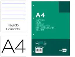 RECAMBIO A4 HORIZONTAL 100H 100GR BANDAS 5COL LIDERPAPEL