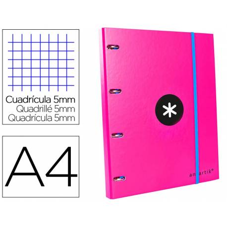 CARPETA C/RECAMBIO A4 ANTARTIK ROSA 4 ANILLAS