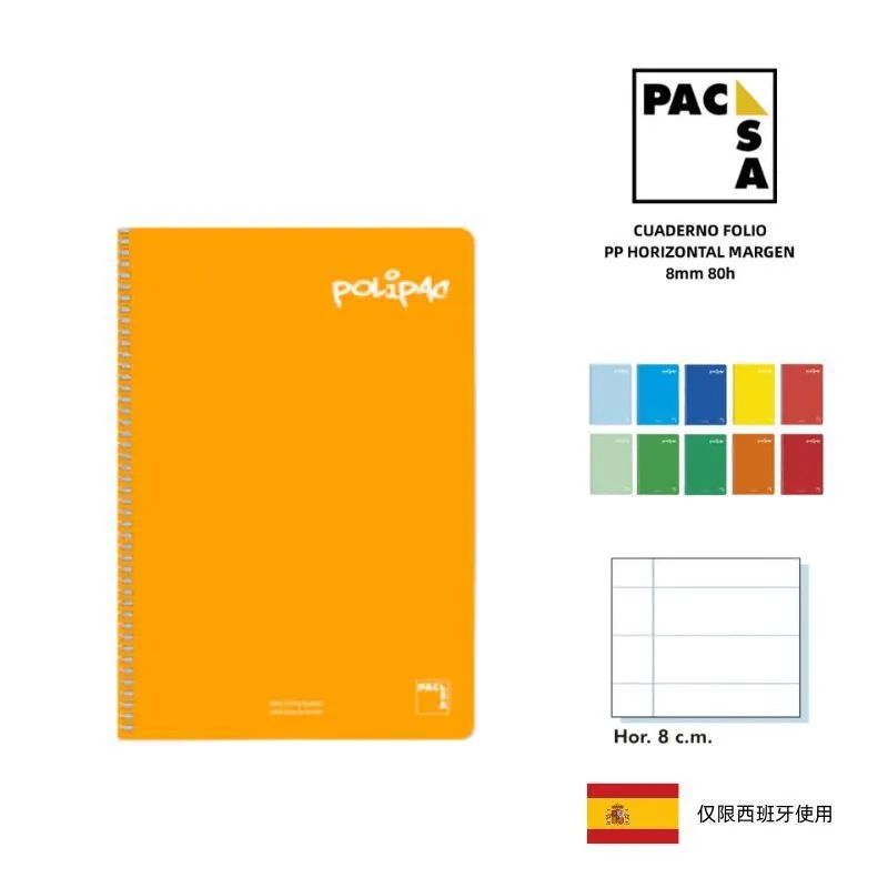 CUADERNO ESPIRAL POLIPAC TAPA PLASTICO RAYADO HTAL