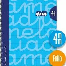 CUADERNO ESPIRAL LAMELA 80 HOJAS FOLIO CUADRÍCULA 4X4 CON MARGEN azul