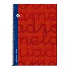 CUADERNO ESPIRAL LAMELA 80 HOJAS FOLIO CUADRÍCULA 4X4 CON MARGEN rojo