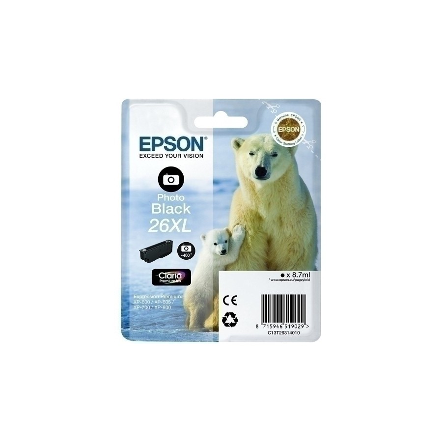 CART.IJ.EPSON T263140 Nº26XL PHOTO NEGRO