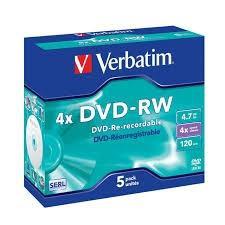 DVD -RW VERBATIM 4.7GB 4x PACK 5 JEWEL