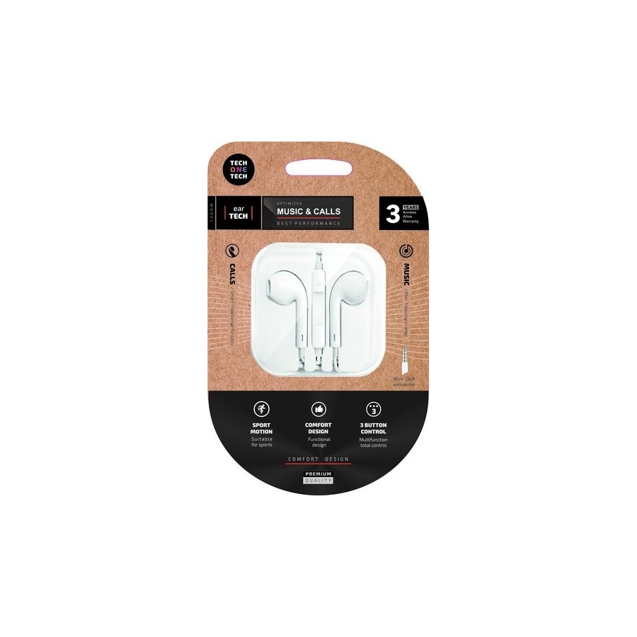 AURICULARES TECHONE BOTON MINI JACK BLAN
