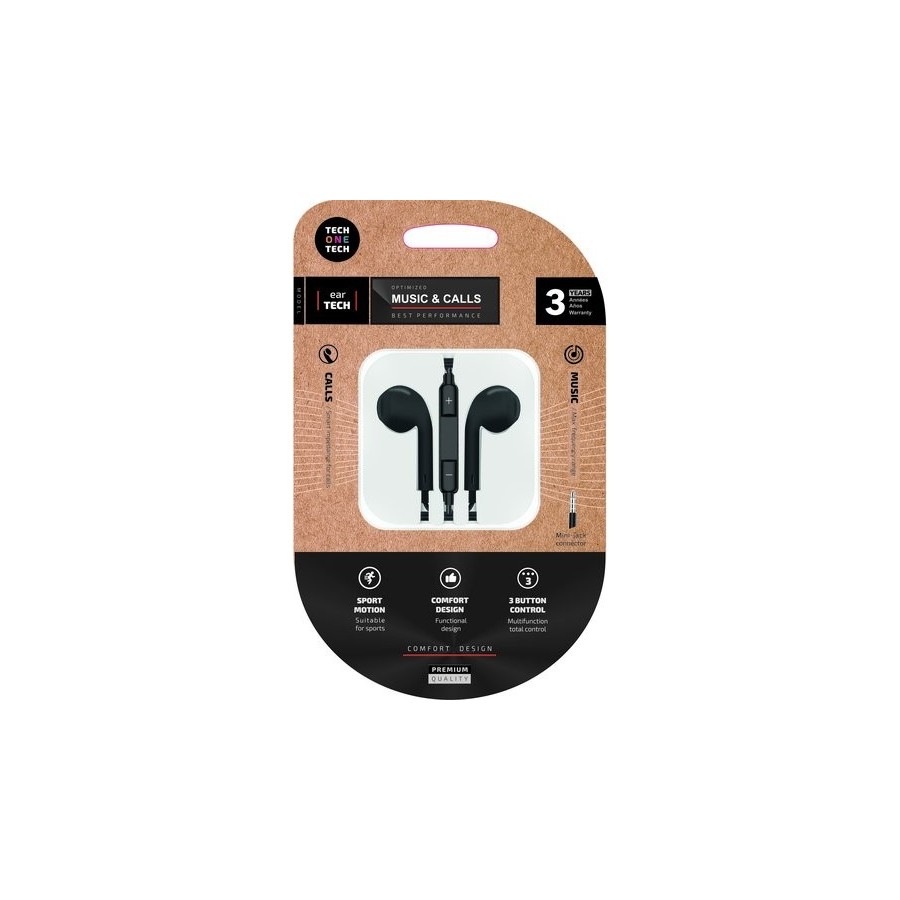 AURICULARES TECHONE BOTON MINI JACK NEGR