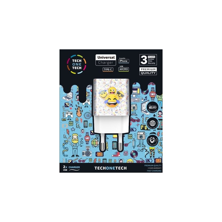 CARGADOR TECHONE DOBLE PARED EMOJITECH
