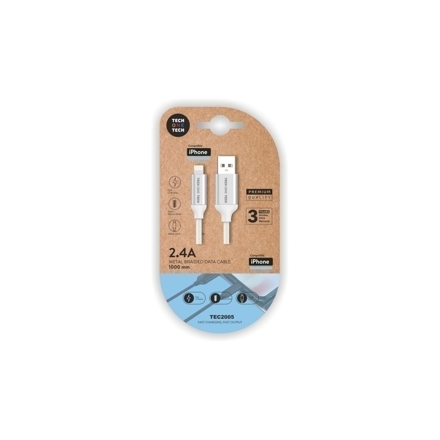 CABLE TECHONE USB-LIGHTNING BLANCO 1 m.
