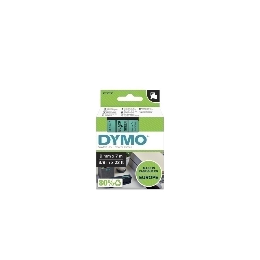 CINTA ROT.DYMO LM D1 7m 9 NEGR.s/VERDE