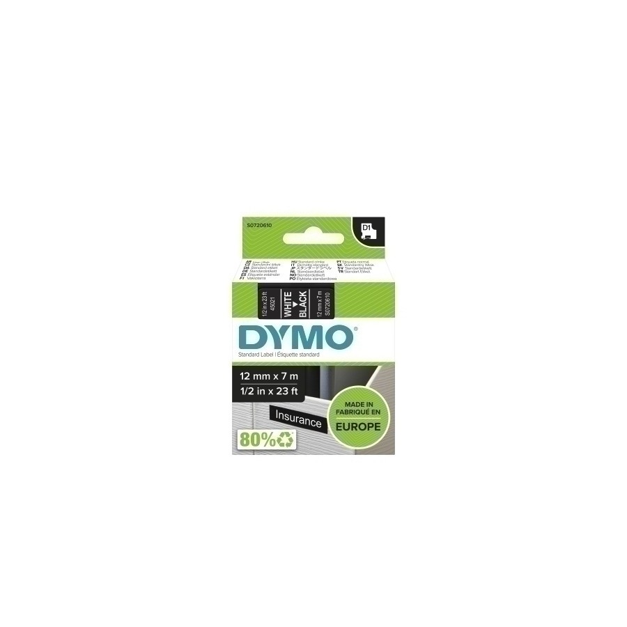 CINTA ROT.DYMO LM D1 7m 12 BLANC.s/NEGRO