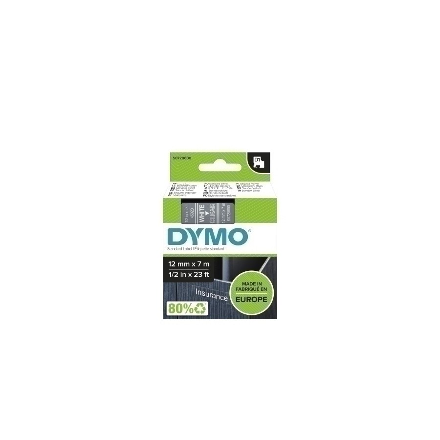 CINTA ROT.DYMO LM D1 7m 12 BLANC.s/TRANS