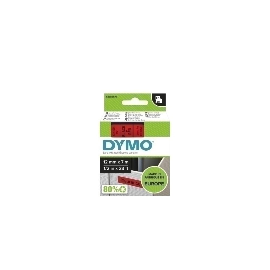 CINTA ROT.DYMO LM D1 7m 12 NEGR.s/ROJO