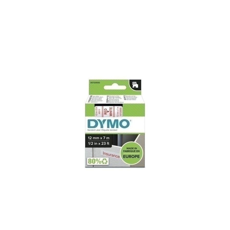 CINTA ROT.DYMO LM D1 7m 12 ROJO s/BLANCO