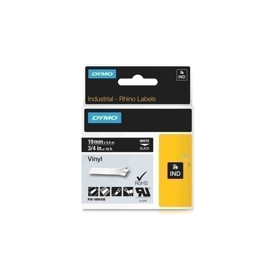 CINTA ROT.DYMO RHINO VINILO 19 NEGRO