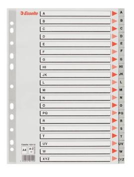 INDICE ESSELTE PP ALF.A4 20 ps.GRIS