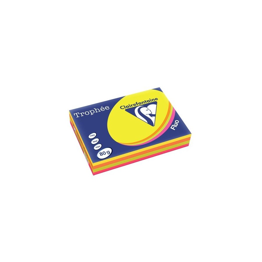 PAPEL COLOR A4 TROPHEE 80g 500h SURT.FLU