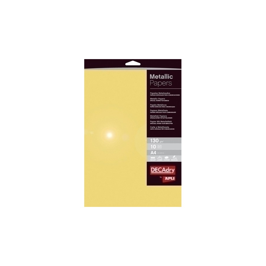 PAPEL METALIZAD.A4 APLI 130g 10h ORO