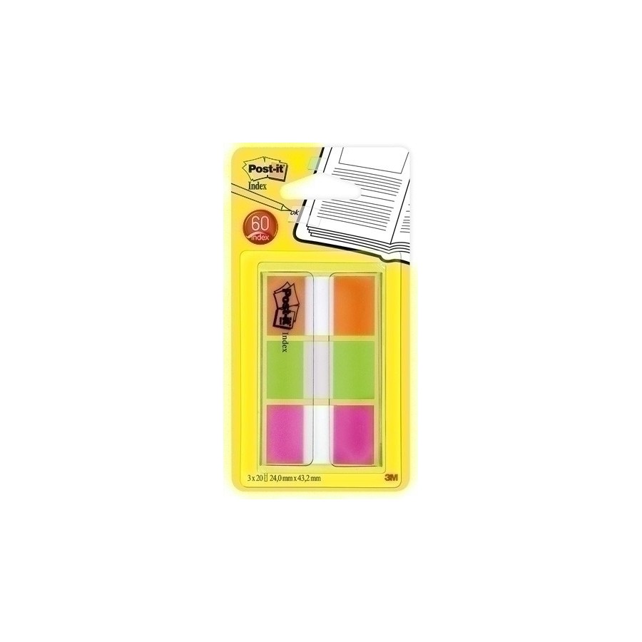 TACO BANDE POST-IT 1" 3X20 VERDE,NAR,ROS