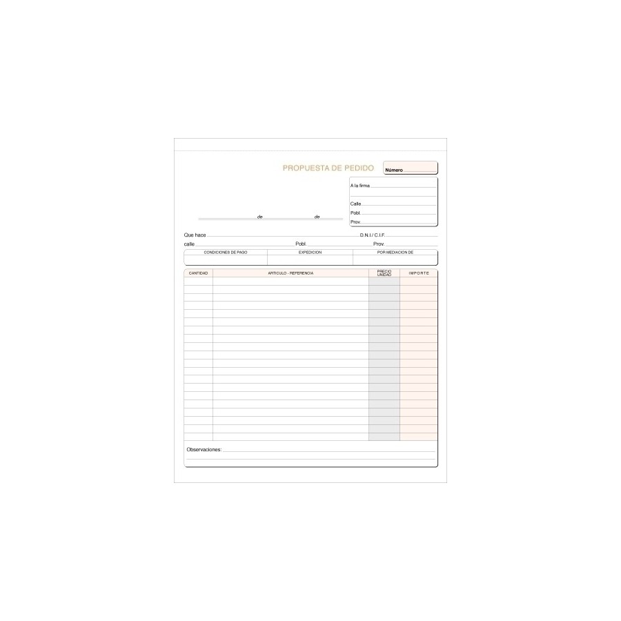 TALONARIO PEDIDOS HOLANDESA TRIPL. LOAN