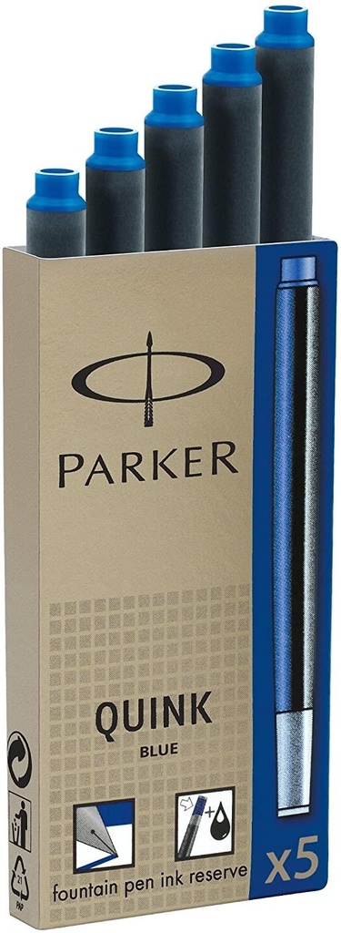 TINTA ESTILOG.PARKER 5 CART.AZUL PERMAN.