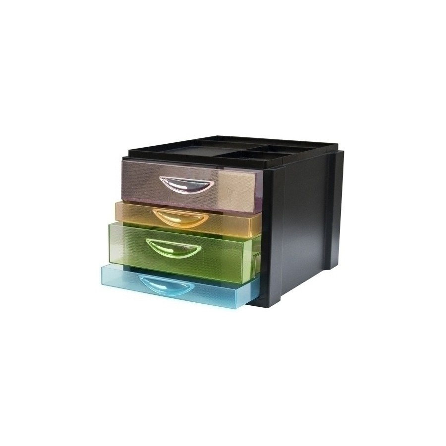 MODULO OLEF 4 CAJONES NEGRO/TRAS