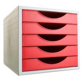 MODULO 5 CAJONES GRIS/ROJO