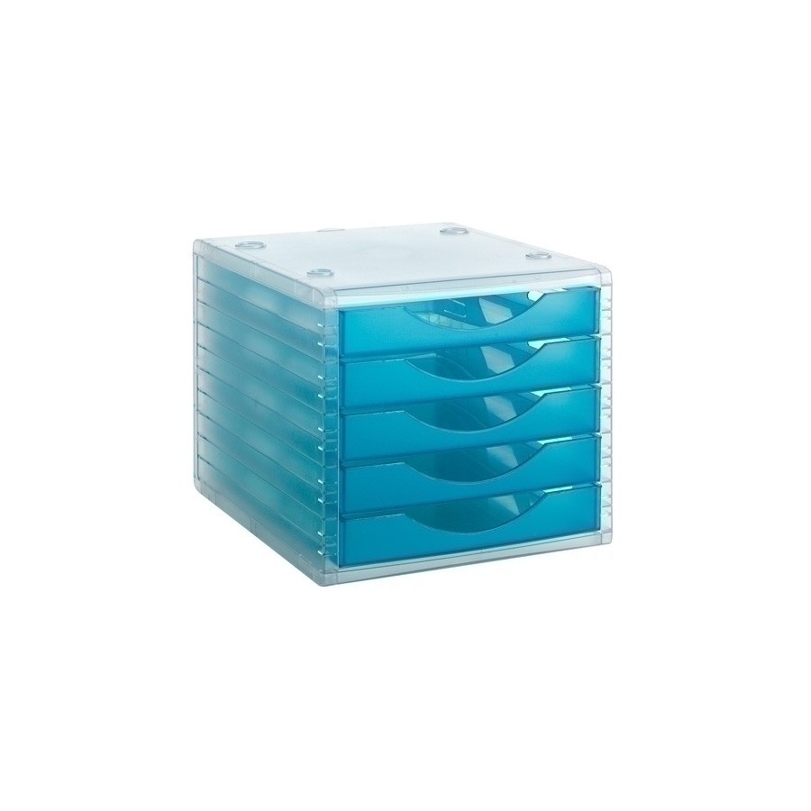 MODULO 5 CAJONES CRISTAL/AZUL