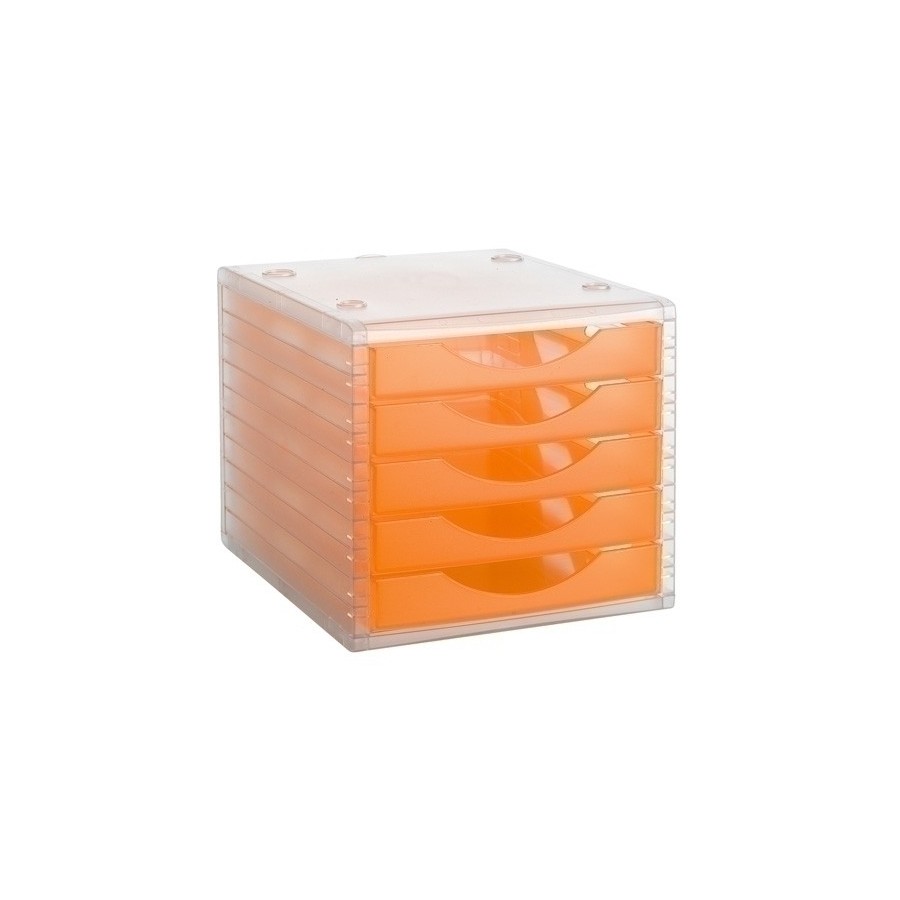 MODULO 5 CAJONES CRISTAL/NARANJA