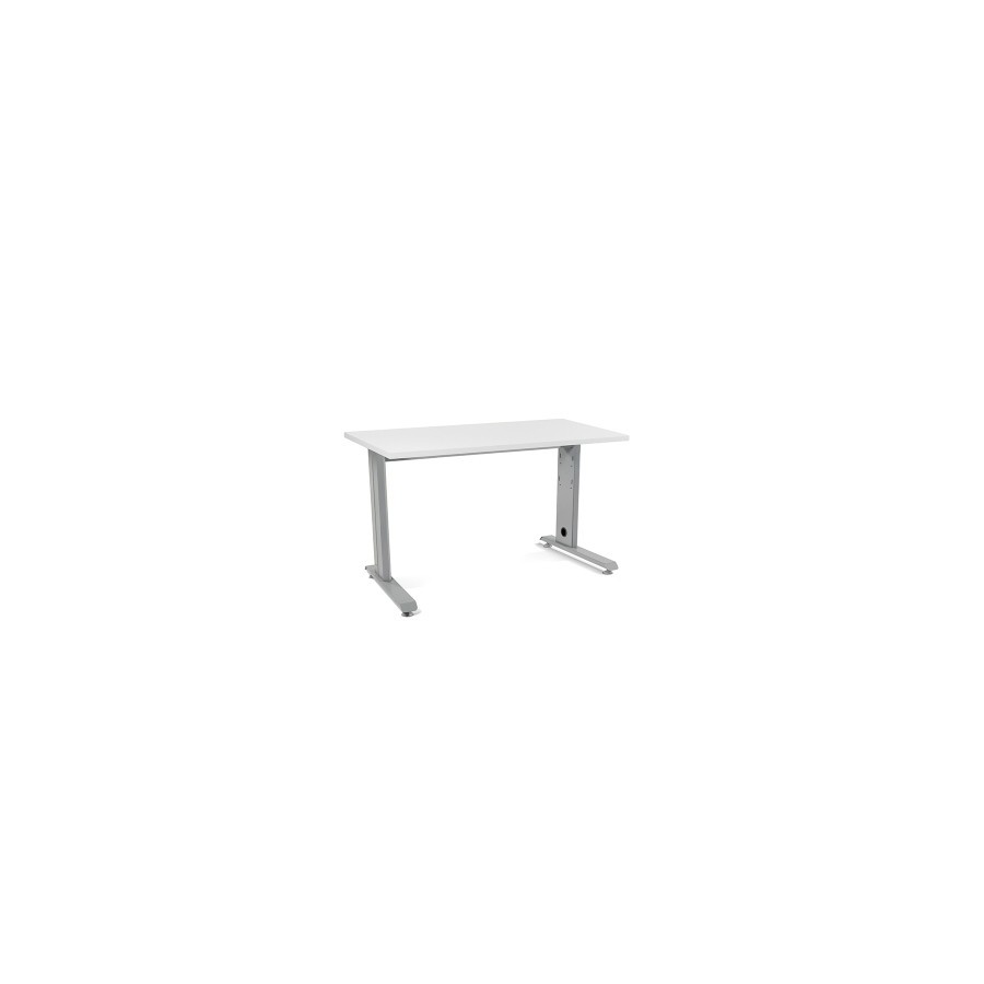 MESA ROCADA METAL 120x60 ALUMINIO/BLANCO