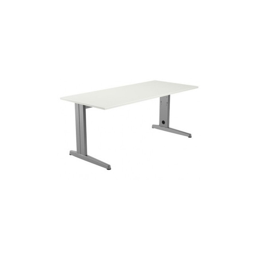 MESA ROCADA METAL 160x80 ALUMINIO/BLANCO