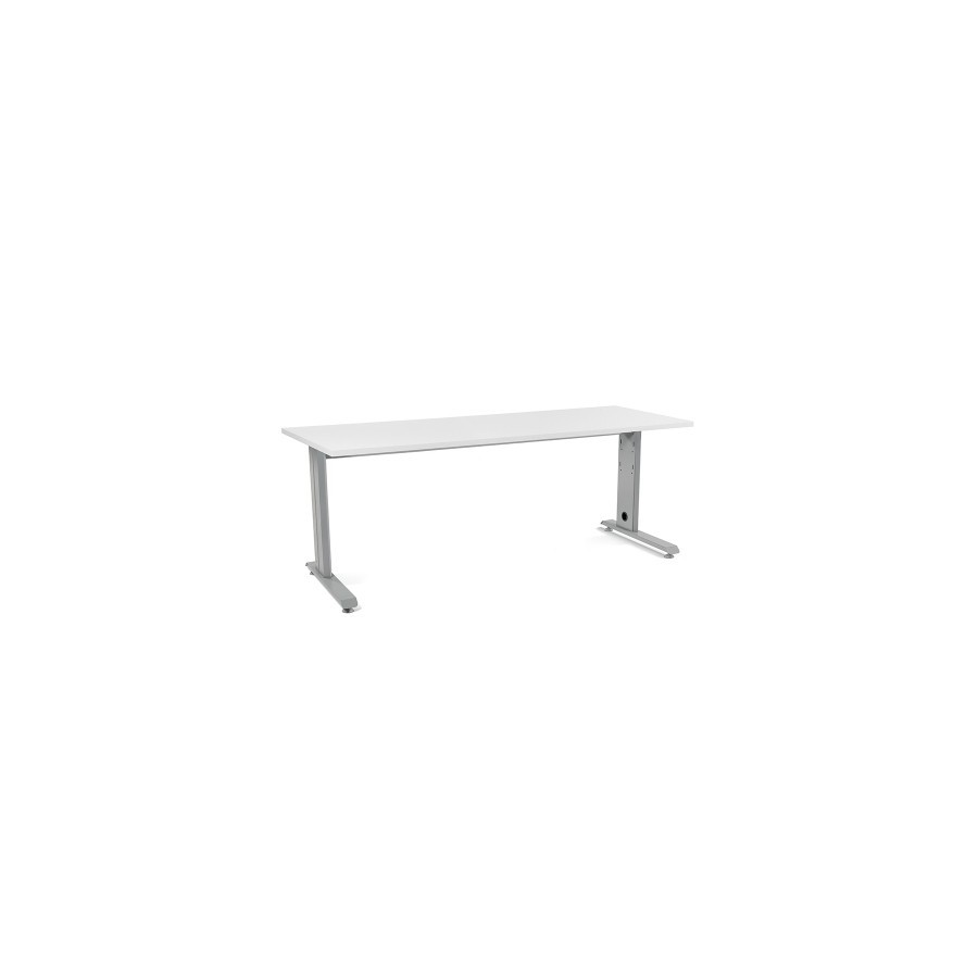 MESA ROCADA METAL 200x80 ALUMINIO/BLANCO