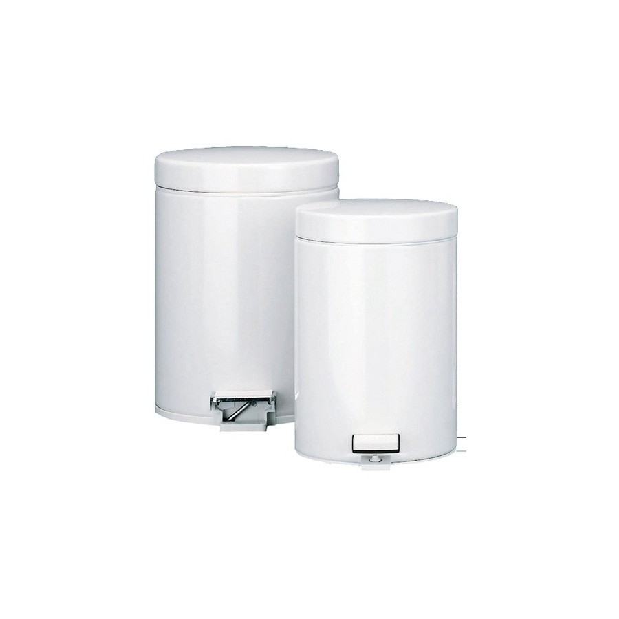 PAPELERA METALICA C/TAPA PEDAL 12 BLANCA