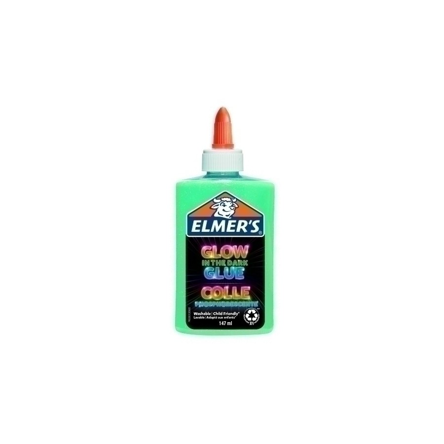 COLA ELMER´S SLIME BRILLA EN LA OSCURIDAD LAVABLE 147 ml AZUL