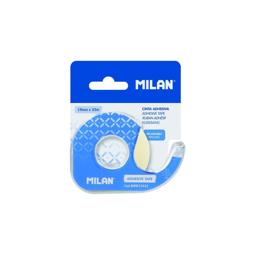CINTA ADHESIVA MILAN rollo 33x19 con DISPENSADOR