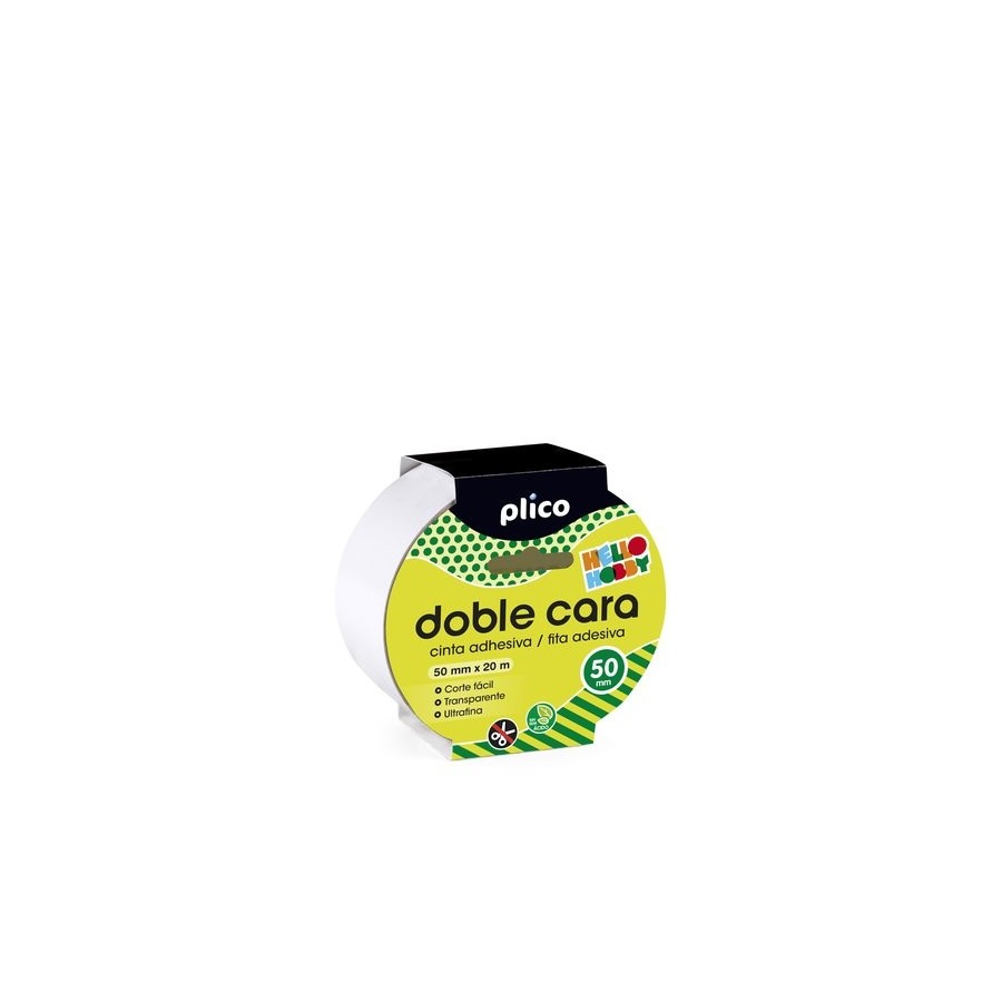 CINTA ADHESIVA DOBLE CARA PLICO rollo 20x50 MAXIMA ANCHURA