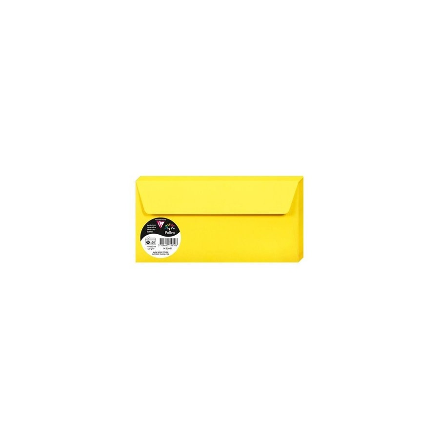 SOBRE CLAIREFONTAINE POLLEN 110x220 120g AMARILLO SOL PAQUETE DE 20