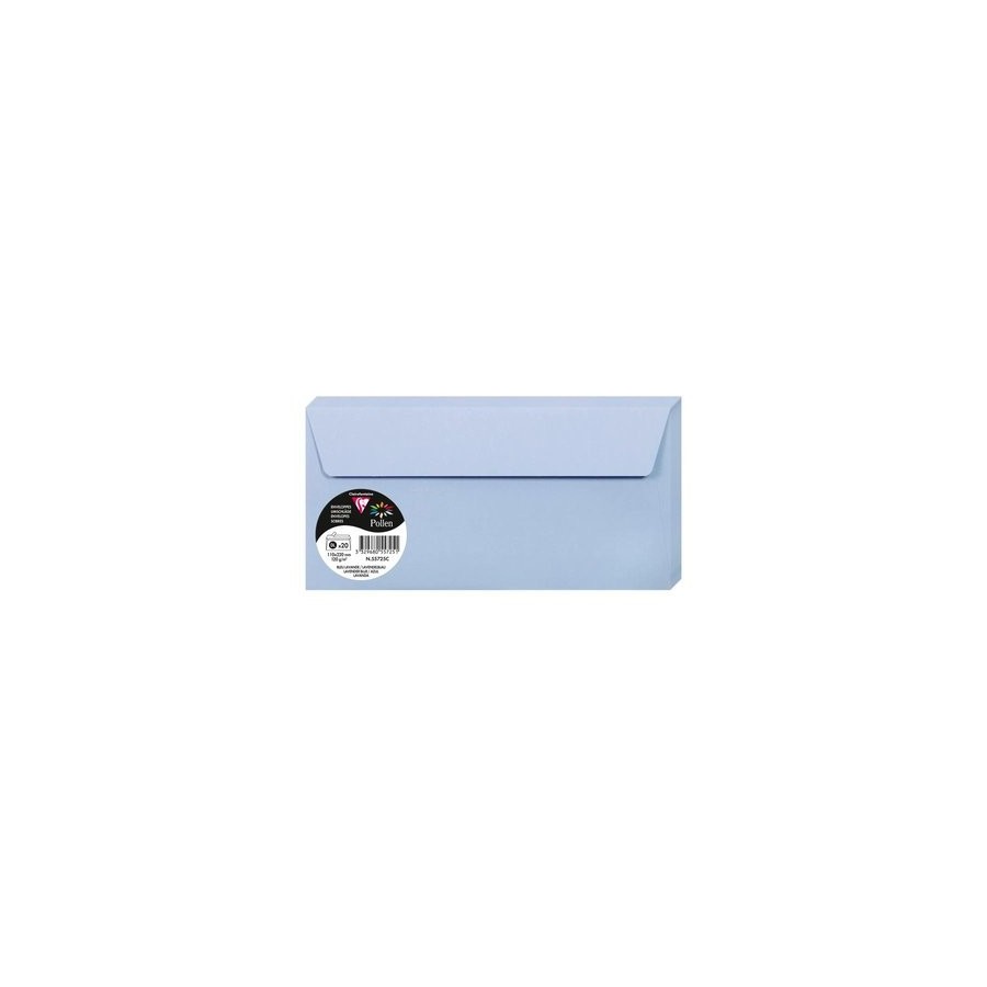 SOBRE CLAIREFONTAINE POLLEN 110x220 120g AZUL TURQUESA PAQUETE DE 20