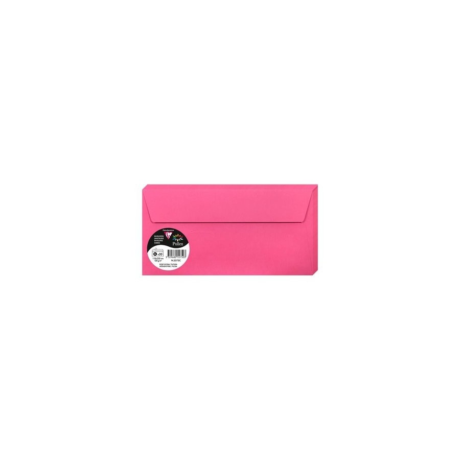 SOBRE CLAIREFONTAINE POLLEN 110x220 120g FUCSIA PAQUETE DE 20