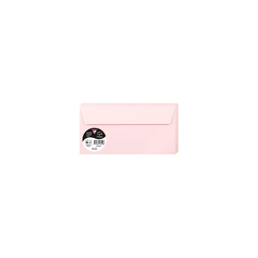 SOBRE CLAIREFONTAINE POLLEN 110x220 120g ROSA PAQUETE DE 20