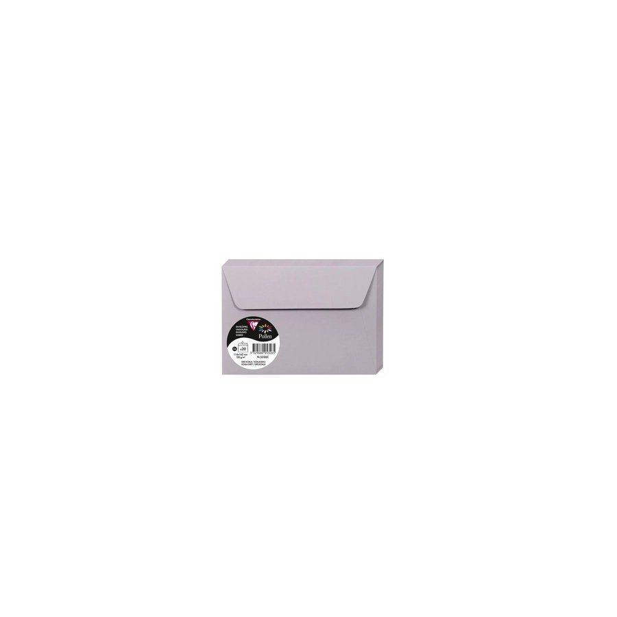 SOBRE CLAIREFONTAINE POLLEN 114x162 120g GRIS KOALA PAQUETE DE 20